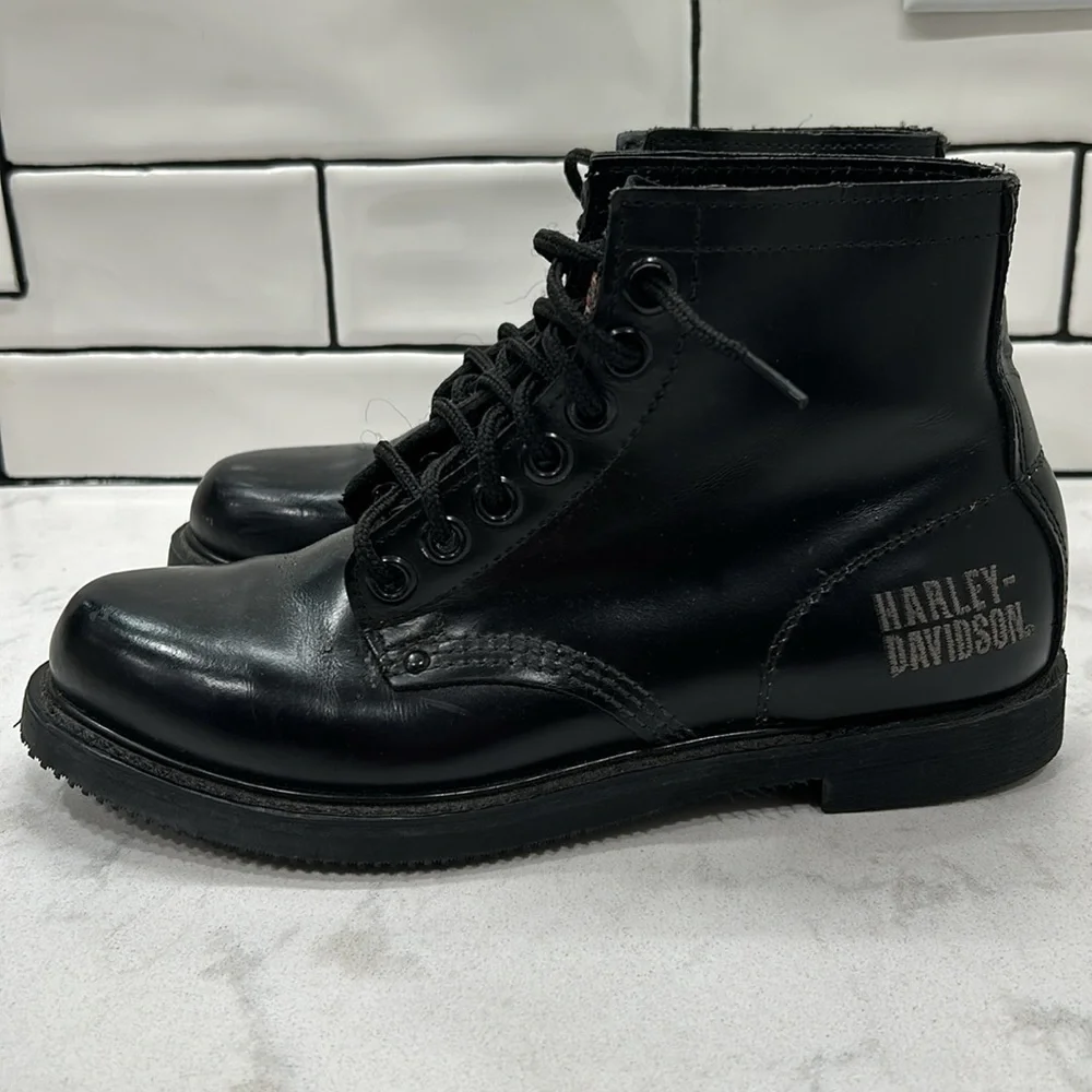 Vintage Harley Davidson Men’s Leather Lace Up Boots Made in the USA Biker Size 8